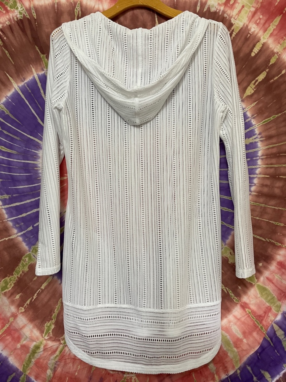 Prana White Lightweight Crochet Hooded Swim Cover-Up - Picture 5 of 8